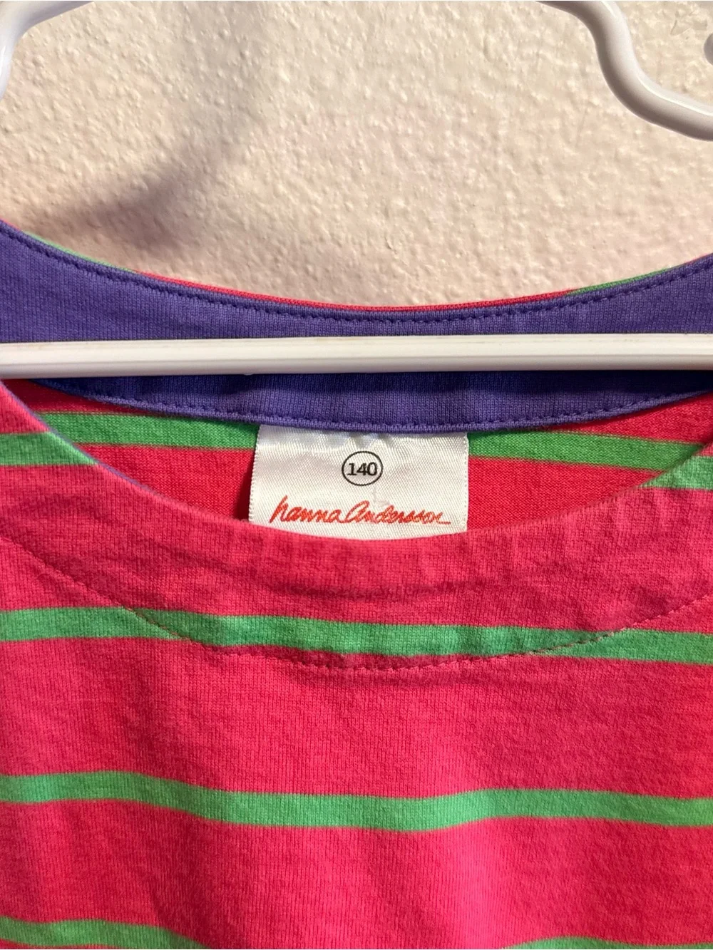 Hanna Anderson Girls' Pink and Green Striped Nightgown